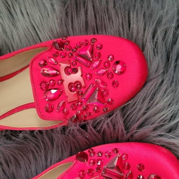 Tory Burch Delphine Embellished Crystal Almond Toe Loafers - Picture 11 of 13